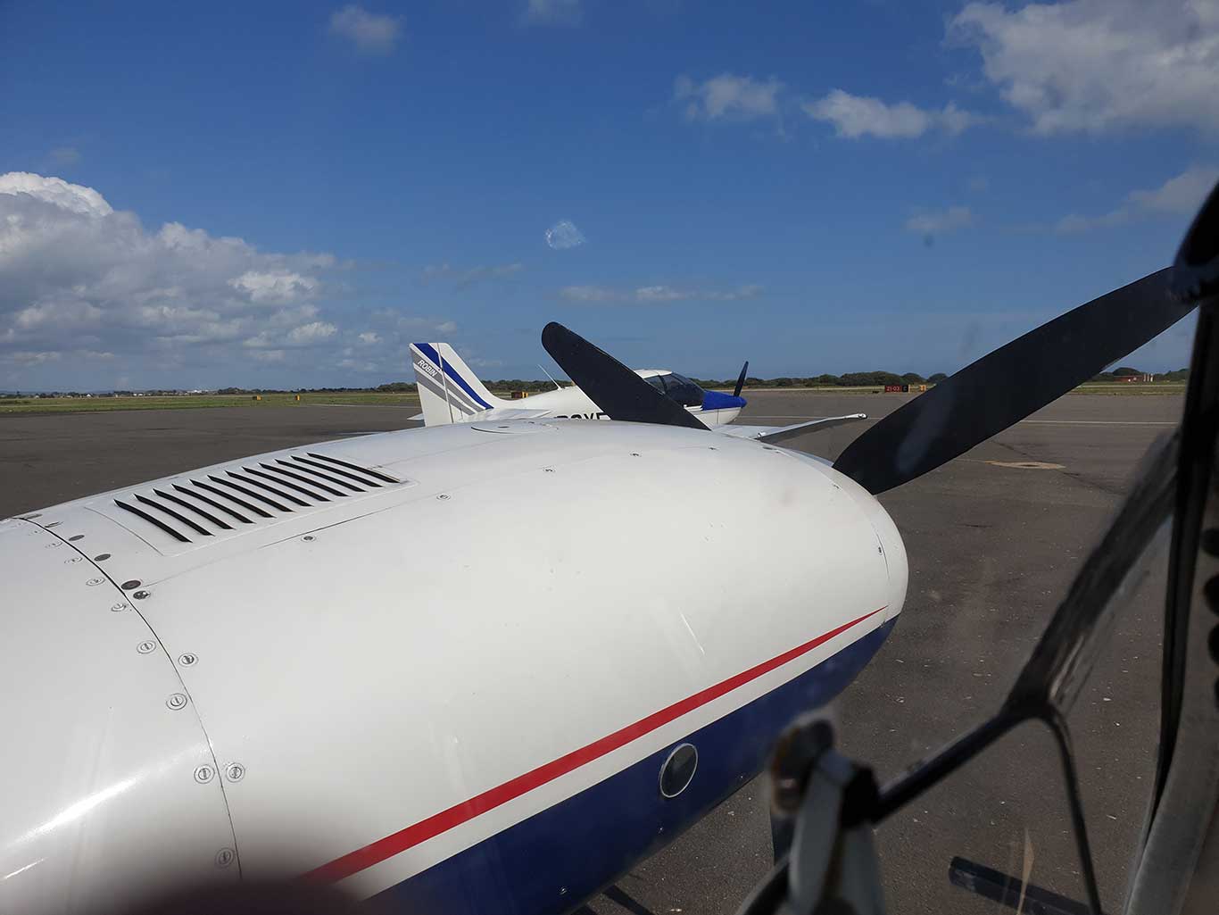 View from cockpit at sunny Lydd